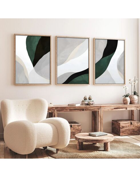 3-teiliges Dekobild grün, weiß und grau mehrfarbig - 50x70 cm