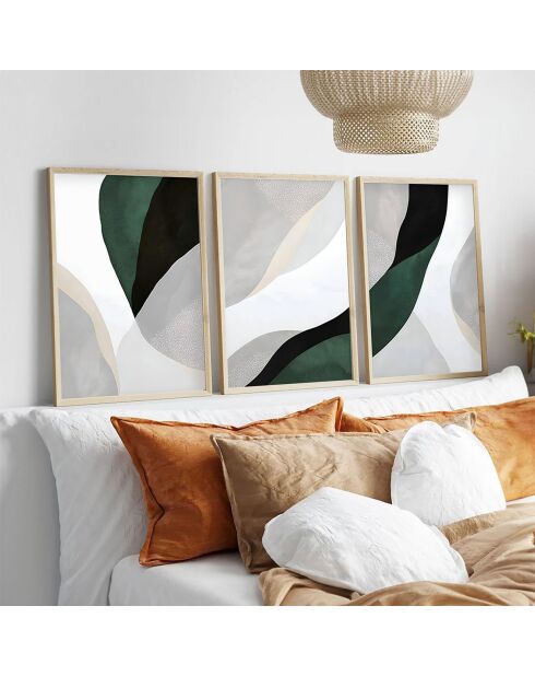 3-teiliges Dekobild grün, weiß und grau mehrfarbig - 50x70 cm