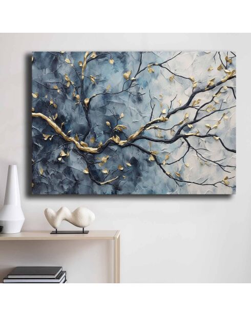 Quadro decorativo multicolore con ramo d'albero - 70x100 cm