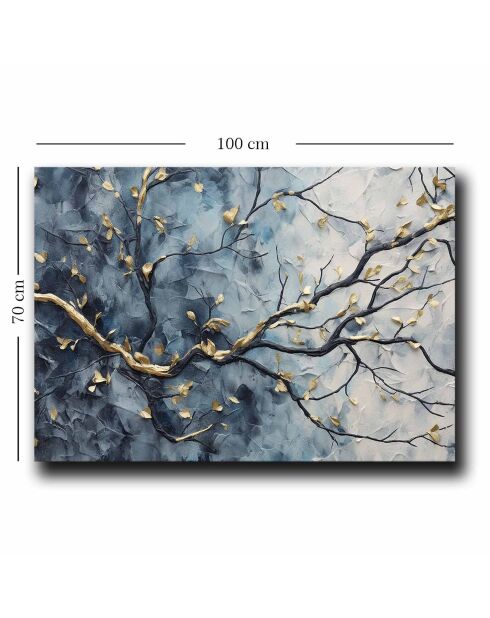 Quadro decorativo multicolore con ramo d'albero - 70x100 cm