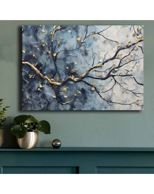 Quadro decorativo multicolore con ramo d'albero - 70x100 cm