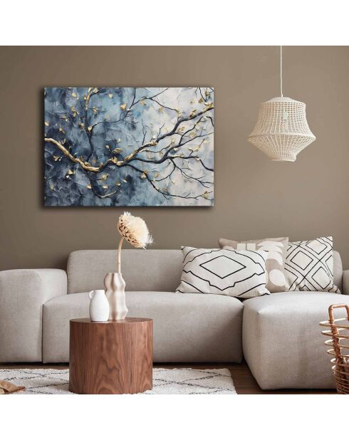Quadro decorativo multicolore con ramo d'albero - 70x100 cm