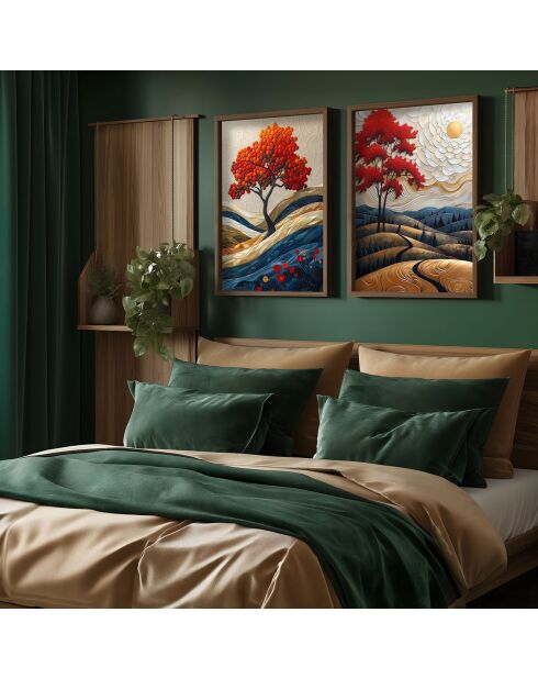 2-teiliges Dekobild Mehrfarbiger Baum - 50x70x3,5 cm