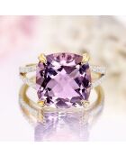 Bague Pink Fiction Diamants 0.25 ct & Améthyste 7.92 cts or jaune