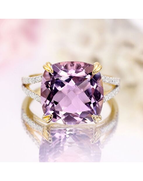 Bague Pink Fiction Diamants 0.25 ct & Améthyste 7.92 cts or jaune