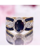 Dakan 0.27ct diamant- en 2.69ct saffiergeelgouden ring