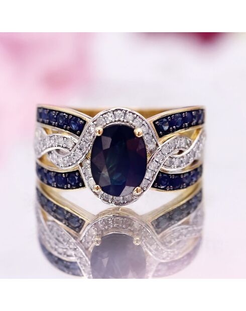 Dakan 0.27ct diamant- en 2.69ct saffiergeelgouden ring