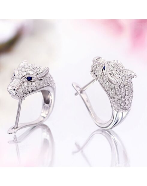 Ma Panthère Ohrringe Diamanten 1,03 ct und blaue Saphire 0,07 ct Weißgold