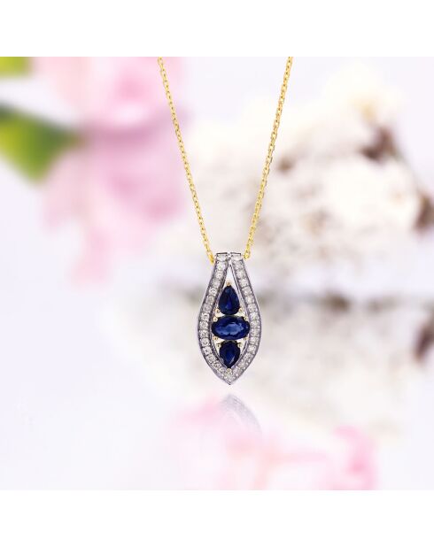 Ciondolo in oro giallo Westeros con diamante da 0,16 ct e zaffiri da 0,85 ct