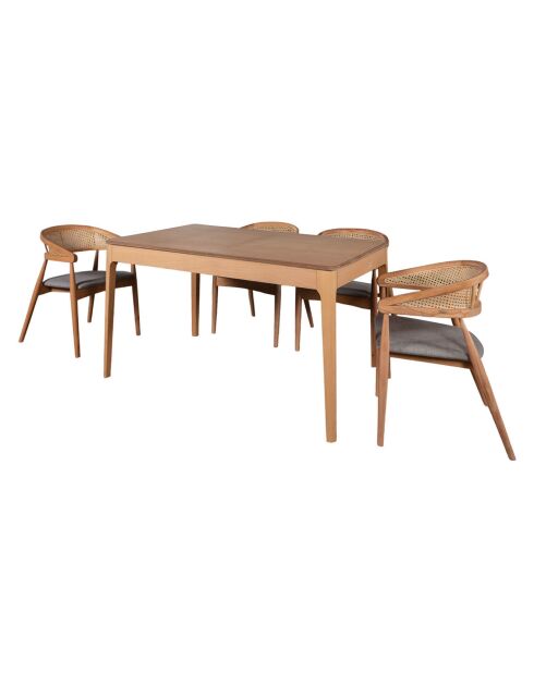 Table extensible + 4 Chaises Lucas naturel