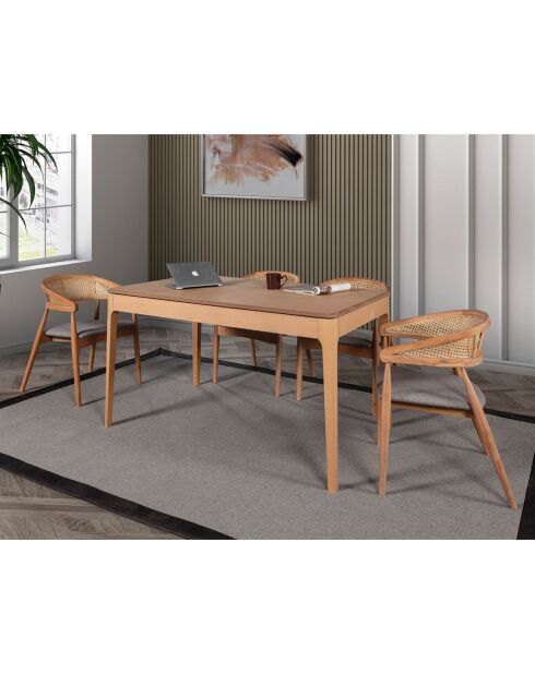 Table extensible + 4 Chaises Lucas naturel