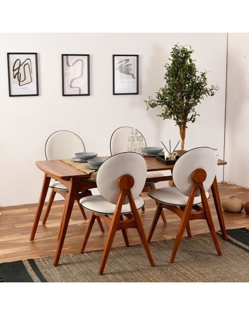 Tafel + 4 stoelen Touch Wooden walnoot/crème