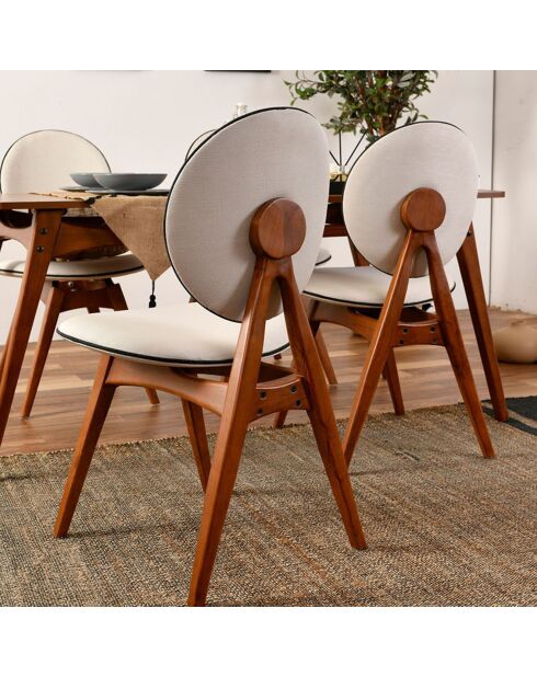 Tafel + 4 stoelen Touch Wooden walnoot/crème