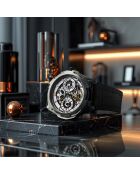 Zwart Dual Time Navigator automatisch leren herenhorloge