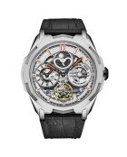 Zwart Dual Time Navigator automatisch leren herenhorloge