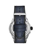 Montre Homme en Cuir Automatique Dual Time Navigator bleu/noir