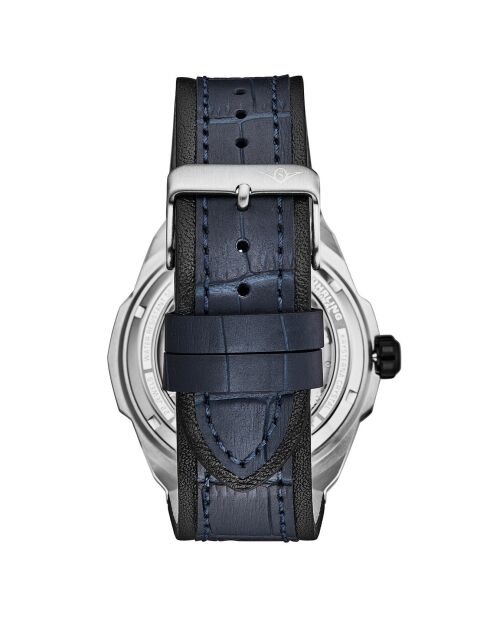 Blauw/zwart Dual Time Navigator automatisch leren herenhorloge
