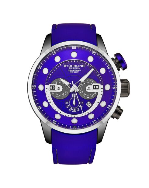 Montre Homme en Silicone Quartz Chronographe Aquatic Force bleue