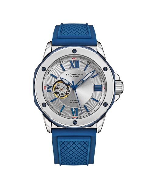 Montre Homme en Silicone Automatique Edwardian Skeleton bleue