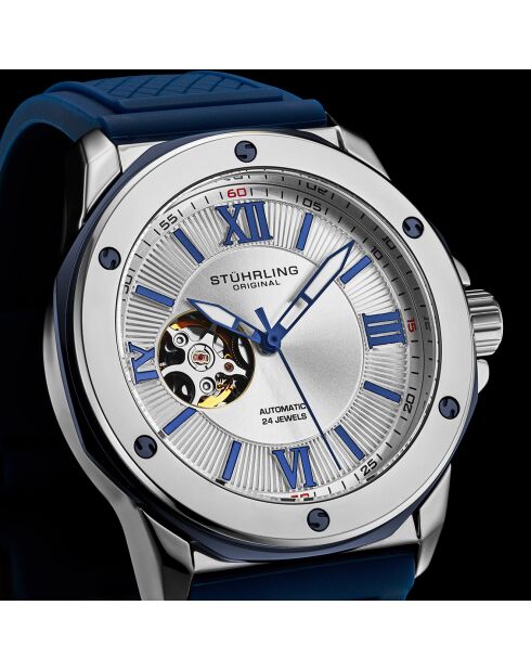 Montre Homme en Silicone Automatique Edwardian Skeleton bleue