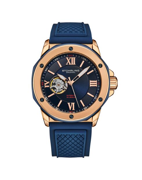 Montre Homme en Silicone Automatique Edwardian Skeleton bleue