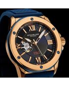 Montre Homme en Silicone Automatique Edwardian Skeleton bleue