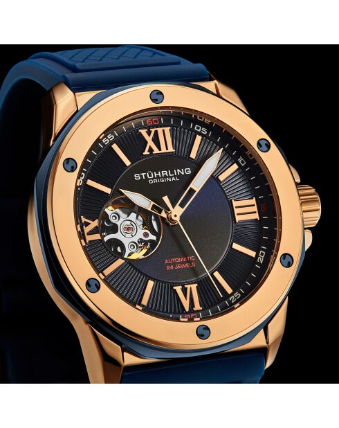 Montre Homme en Silicone Automatique Edwardian Skeleton bleue
