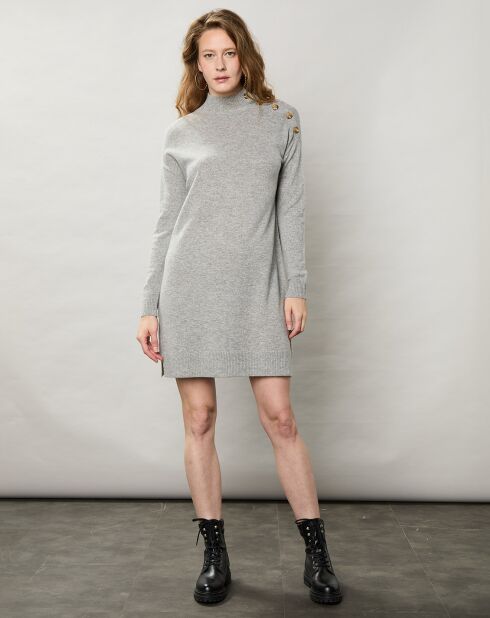 Robe en Laine & Cachemire Matir gris chiné