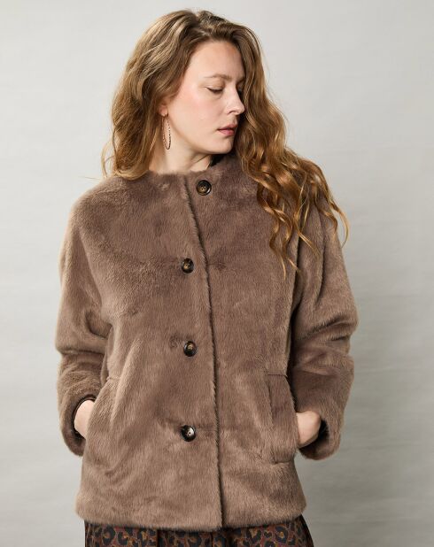 Manteau en Fausse Fourrure Vera poussière