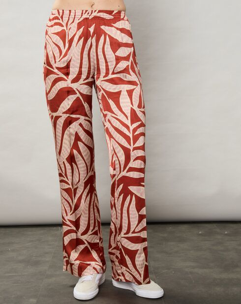 Pantalon satiné Plaisance rouge/rose clair