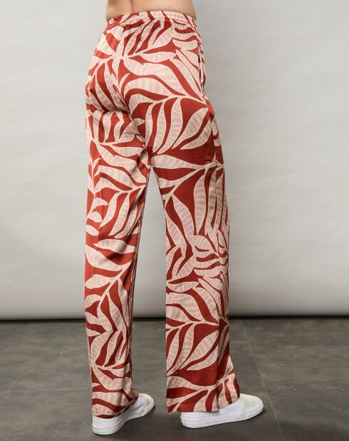 Pantalon satiné Plaisance rouge/rose clair