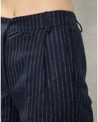 Pantalon en Laine mélangée Pacome rayures brutes/marine