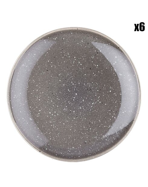 6 Assiettes en Grès dessert Stellar gris/anthracite - D.22 cm