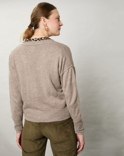 Gilet en Alpaga & Laine mélangés Mobius taupe chiné