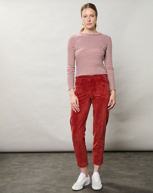 Pantalon en Velours Pepite piment