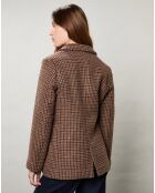 Veste Velize imprimée pied de poule prune/brun