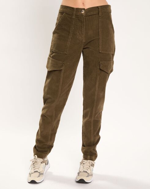 Pantalon en Velours Cargo vert