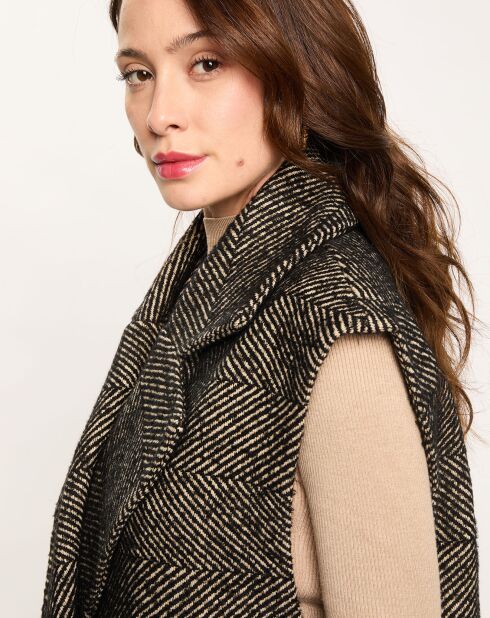 Veste longue sans manches en Laine mélangée Elsa noire