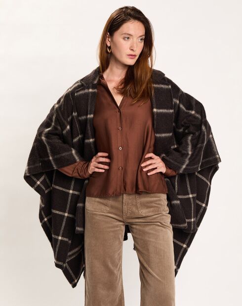 Poncho en Mohair & Laine mélangés Emy café