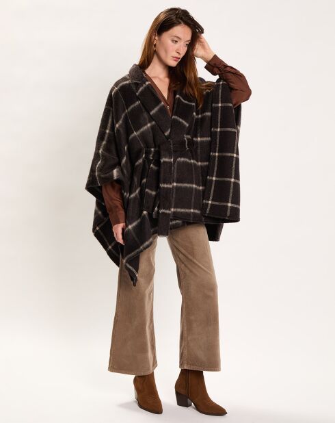 Poncho en Mohair & Laine mélangés Emy café