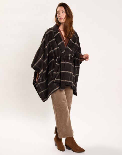 Poncho en Mohair & Laine mélangés Emy café