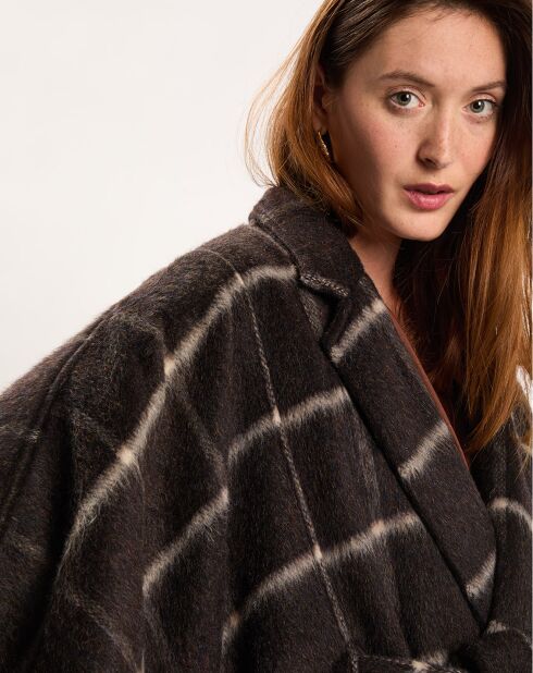 Poncho en Mohair & Laine mélangés Emy café
