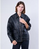 Veste en Cuir Oversize Aline noir ruboff