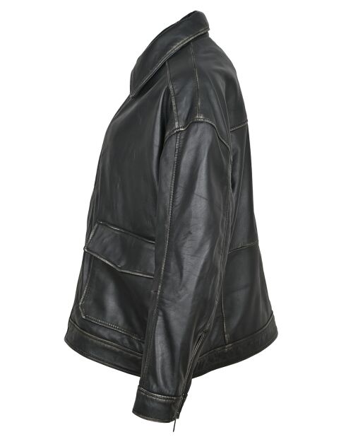 Veste en Cuir Oversize Aline noir ruboff