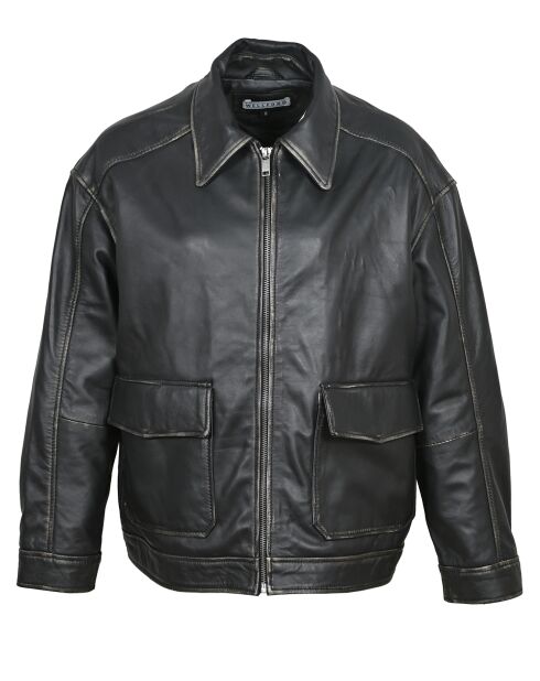 Veste en Cuir Oversize Aline noir ruboff