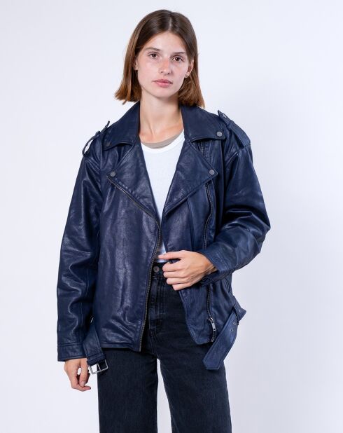 Veste en Cuir Oversize Carolane bleue