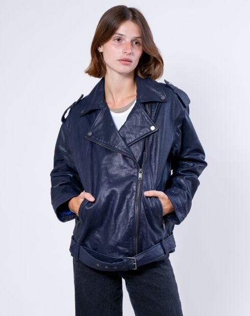 Veste en Cuir Oversize Carolane bleue
