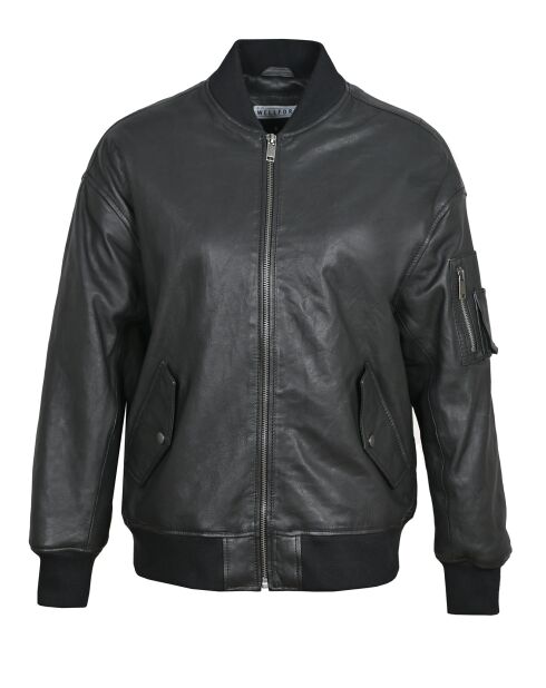 Veste en Cuir Oversize Cassylia noire