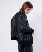 Veste en Cuir Oversize Cassylia noire