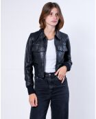 Veste en Cuir Oversize Inaya noire